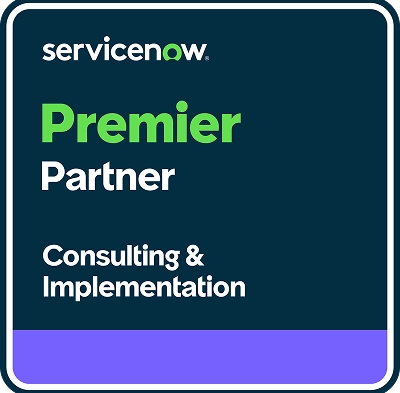 ServiceNow Premier Partner Abzeichen für Beratungs- und Implementierungsdienstleistungen